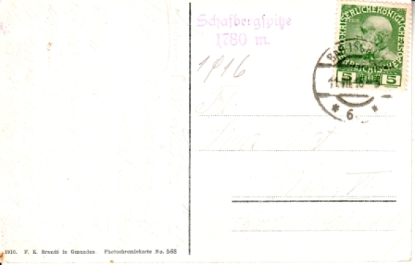 Schafberg (Salzkammergut-Berge) - A 1916 95 002 ●